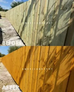 Wood fence installation in Pompano Beach, Florida – before and after.