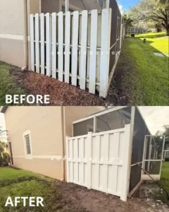 Vinyl fence and gate installation by a professional fence company in Broward County, serving Fort Lauderdale, Pompano Beach, Margate, Davie, Plantation, North Lauderdale, Tamarac, Boca Raton, Pembroke Pines, and Weston.