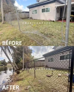 Chain link fence installation in Fort Lauderdale FL by a fence company near me, enclosing a backyard with a durable and cost-effective fencing solution in Broward County.