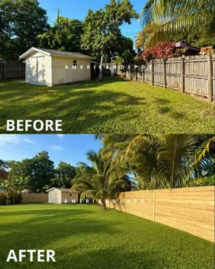 Horizontal wood fence in Fort Lauderdale FL installed by a fence company near me, featuring a modern slat design for backyard privacy in Broward County.